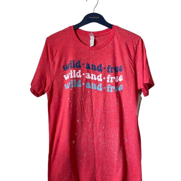 Bella Canvas NWT “Wild and Free” Red, Speckled 4th of July t-shirt - Picture 3 of 6